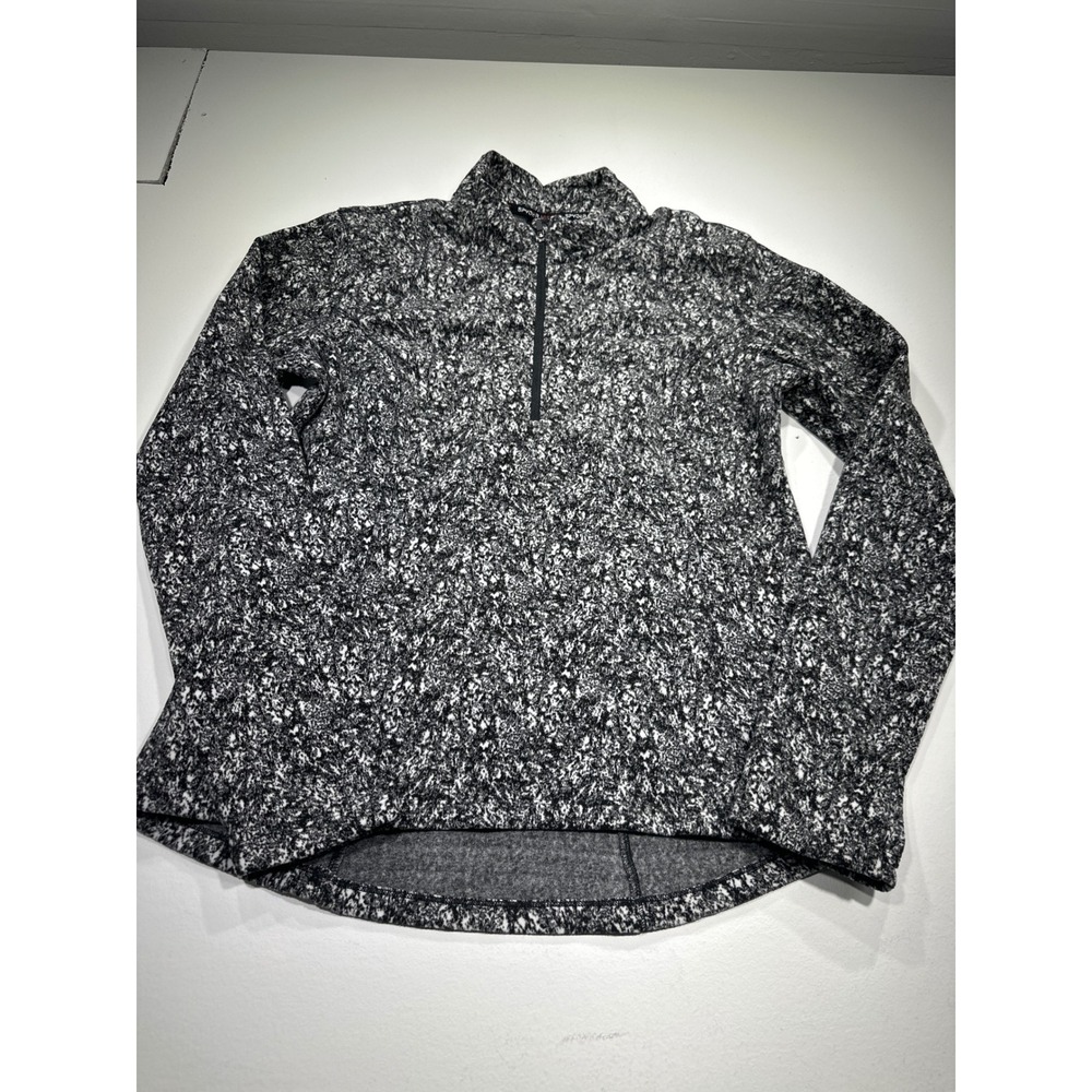 Spyder Active Womens Quarter Zip Pullover Black White Marble Print Top Large
